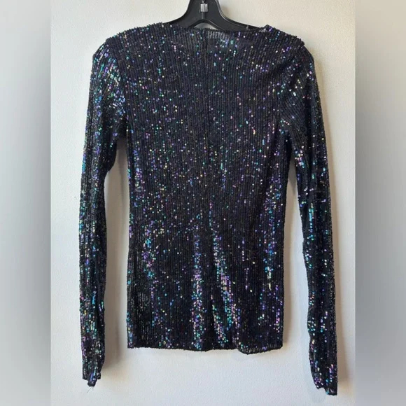 Free People Intimately Black Sequin Long Sleeve Top - Picture 8 of 11